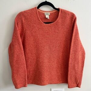 L.L. Bean Coral Knit Cotton Crew Neck Sweater Cottagecore Eclectic Classic